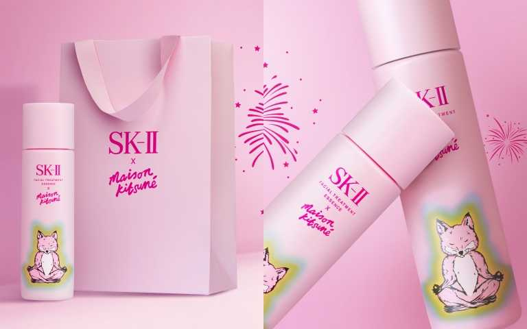 SK-II x Maison Kitsuné限量版青春露粉紅瓶已於SK-II專櫃及SK-II x momo官方旗艦館正式發售。（圖／品牌提供）