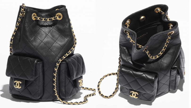 CHANEL黑色亮面小羊皮後背包／208,900（圖／品牌提供）