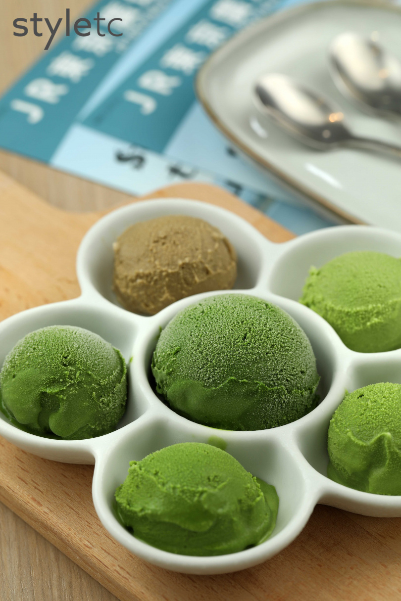 一次可嘗到5種抹茶和一款培茶口味冰淇淋的調色盤組合。（410元）（圖／于魯光攝）
