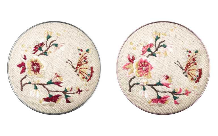 SULWHASOO「完美瓷肌氣墊粉霜」(左)與「滋晶雪瀅氣墊粉霜」(右)幸運花園 2020 限定版 SPF 50+/ PA+++ 　14g*2／2,080元(圖／品牌提供、黃筱婷攝)