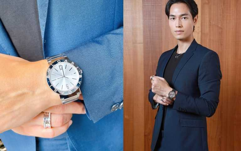 BVLGARI BVLGARI Aluminium計時腕錶適合潮流男士的41 mm錶徑款，除了銀色，更推出湛藍錶盤款式。（圖／黃筱婷攝、品牌提供）