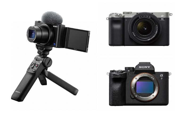 5.Sony ZV-1數位相機輕影音手持握把組合／ Sony Alpha A7C單機身+28-60mm 變焦鏡頭／ Sony 可換鏡頭式數位單眼 Alpha 7M4（圖／momo購物網提供 ）
