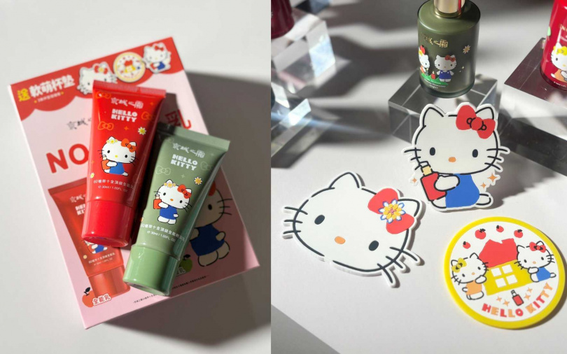 屈臣氏限定Hello Kitty組合-京城之霜全能乳隨身輕巧2入組(送QQ軟萌杯墊)／特價499元（圖／吳雅鈴攝）