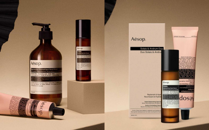 建議洗手後先以手部精華輕柔按摩肌膚注入修護；隨後疊加任一款Aesop芳香護手霜，為肌膚有效鎖住營養成分，兩者相輔相成，在雙手表面形成一層溫柔的防護。（圖／品牌提供）