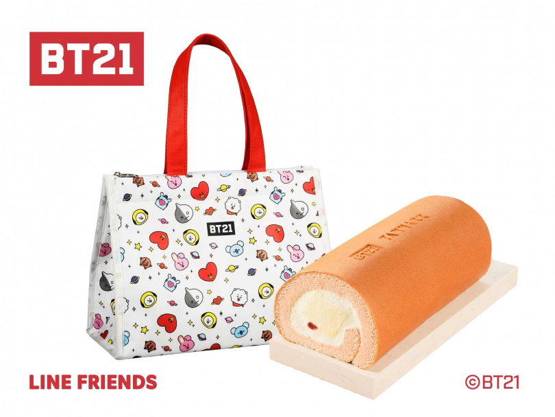 草莓多多生乳捲與BT21保冷袋。(圖／亞尼克果子工房提供)