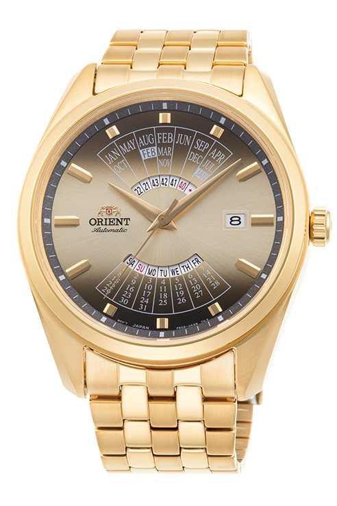 RA-BA0001G以黑金漸層錶盤搭配金色時標、鍍金精鋼錶鍊，完美演繹大器風範。