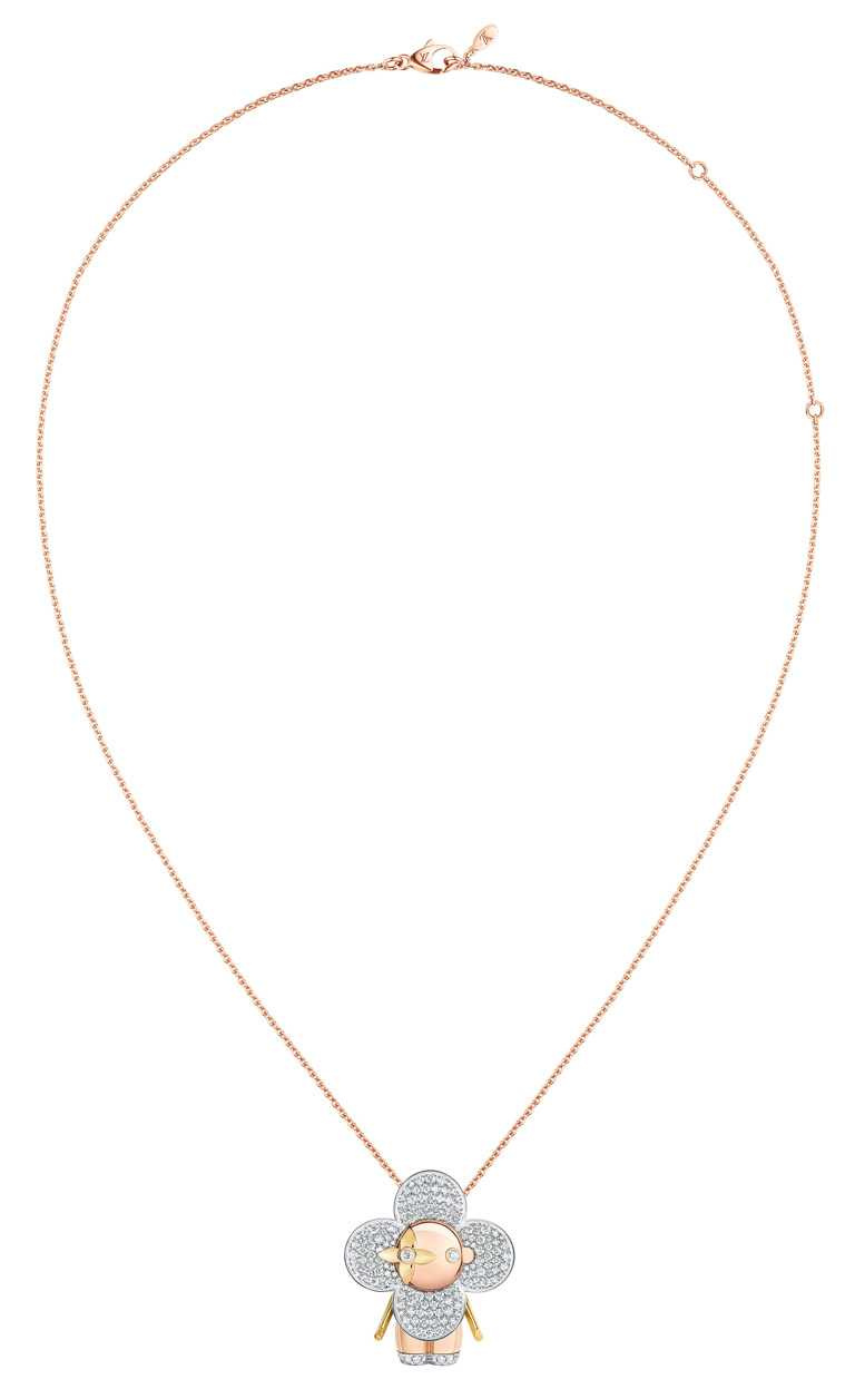 LOUIS VUITTON「Vivienne」系列珠寶，鋪鑽中尺寸吊墜╱860,000元。（圖╱LOUIS VUITTON提供）