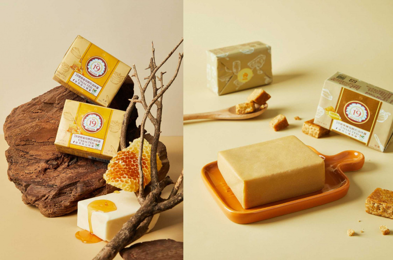 品牌也開發使用岡山蜂蜜製作的「蜂蜜發酵奶油抹醬」（左，190元／200g）與香甜的「黑糖發酵奶油」。（180元／200g，圖／峻鼎食品提供）