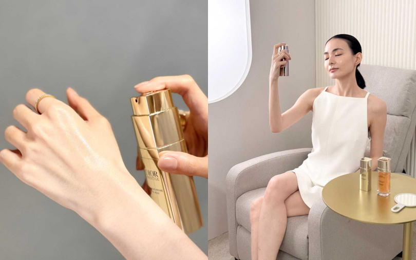 極度細緻的玫瑰水霧，就算是帶妝狀態下也能和臉上的彩妝完美相容。（圖／吳雅鈴攝）