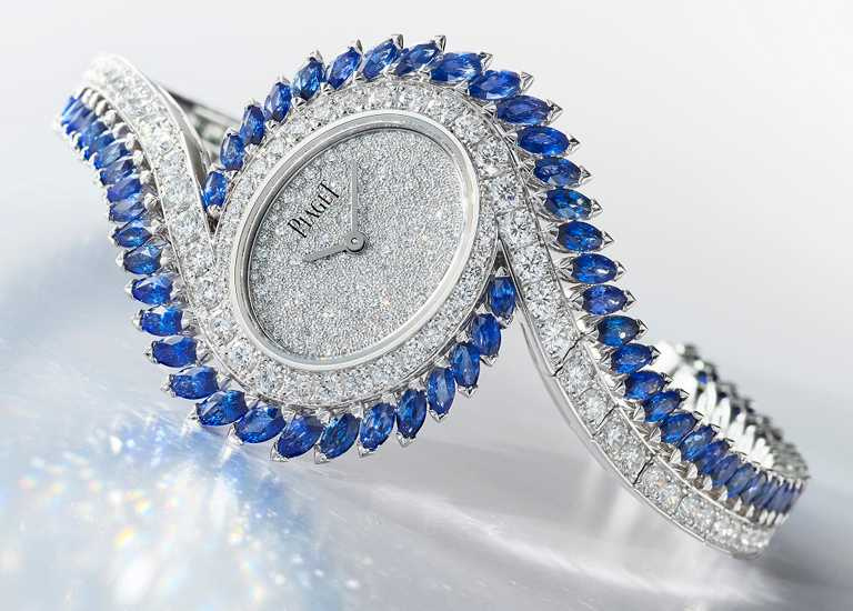PIAGET「Limelight Gala系列」藍寶石及鑽石頂級珠寶腕錶，18K白金錶殼，23mm，364顆鑽石╱11,500,000元。（圖╱PIAGET提供）