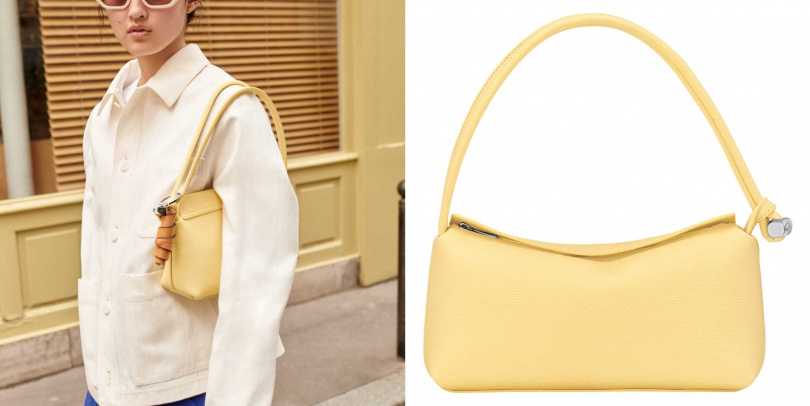 LONGCHAMP LE ROSEAU斜背袋(鵝黃色) /19,000元(圖/品牌提供)