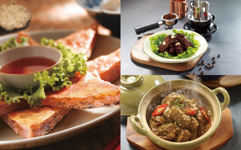 （左）黑松露月亮、（右上）越香咖啡排骨、（右下）瑪莎蔓牛腩。（圖／瓦城集團提供）