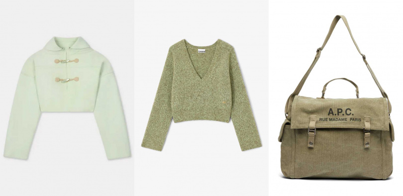 (圖/KENZO連帽上衣、GANNI V領針織上衣、A.P.C. 帆布包)