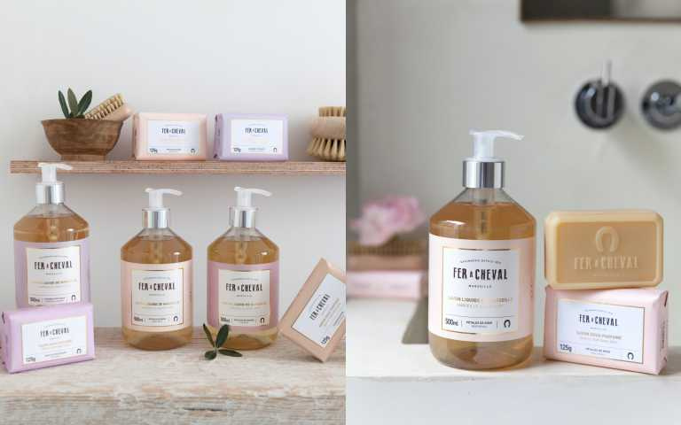 Fer à Cheval法拉夏推出各六款「香氛馬賽皂」系列和「香氛馬賽皂液」系列（圖／品牌提供）