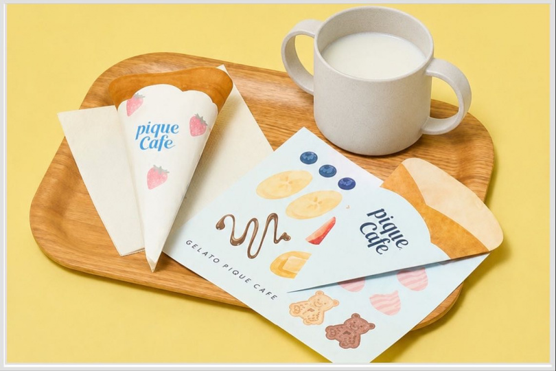 gelato pique café兒童餐奶油砂糖迷你可麗餅/200元、卡士達香蕉迷你可麗餅/240元、火腿起司迷你可麗餅/240元,均附飲品及可麗餅創意貼紙組。(圖/品牌提供)