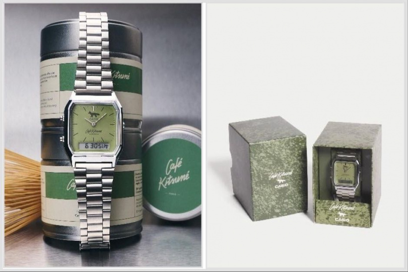 CASIO VINTAGE×Café Kitsuné聯名腕錶AQ-230ECK-3A/3,600元,全台限量100只。(圖/品牌提供)