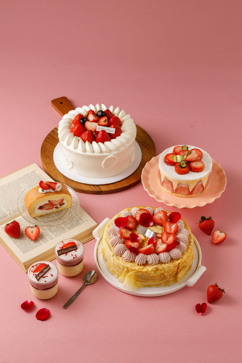 「法朋」草莓甜點一字排開，誘人又吸睛的視覺色感，讓所有消費者招架不住 ！