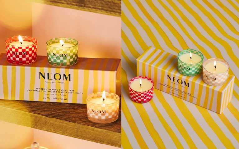 NEOM 聖誕限定蠟燭組 75gX3/2,400元。（圖／品牌提供）