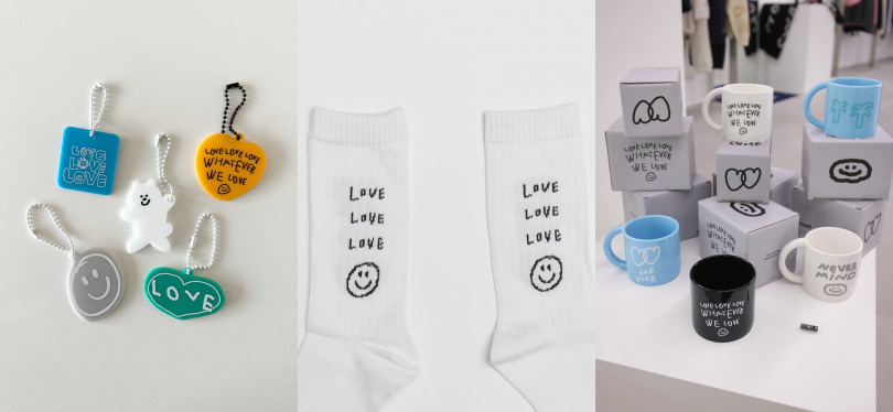 來店打卡禮:塗鴉鑰匙圈吊飾(限量贈送隨機不挑款);消費滿NTD$1,999贈品:愛心笑臉襪;消費滿NTD$4,999贈品:塗鴉陶瓷馬克杯。(圖/品牌提供)