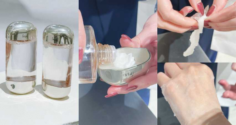 美容師示範濕敷步驟,3分鐘有感保濕穩膚,一瓶養出透亮水嫩肌。(圖/廖怡婷 攝)