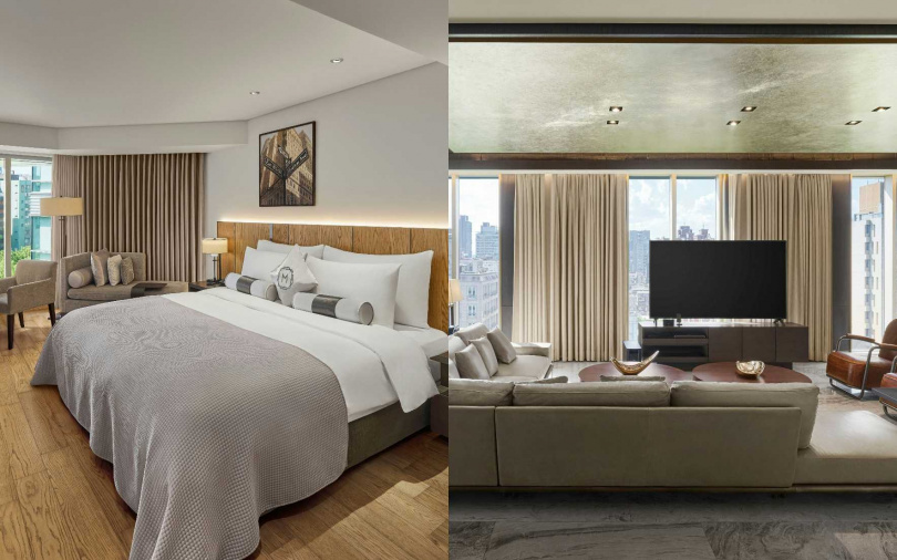 大安區「台北慕軒飯店，臻品之選」飯店以都會綠洲定位，結合專屬香氛與舒眠頻道，為旅人打造全方位的感官放鬆體驗。（圖／Booking.com提供）