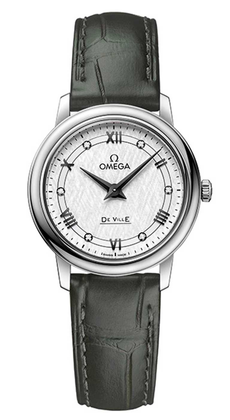 OMEGA「De Ville碟飛」系列，Prestige典雅腕錶，不鏽鋼錶殼，27.4mm，鑽石6顆╱90,000元。（圖╱omega提供）