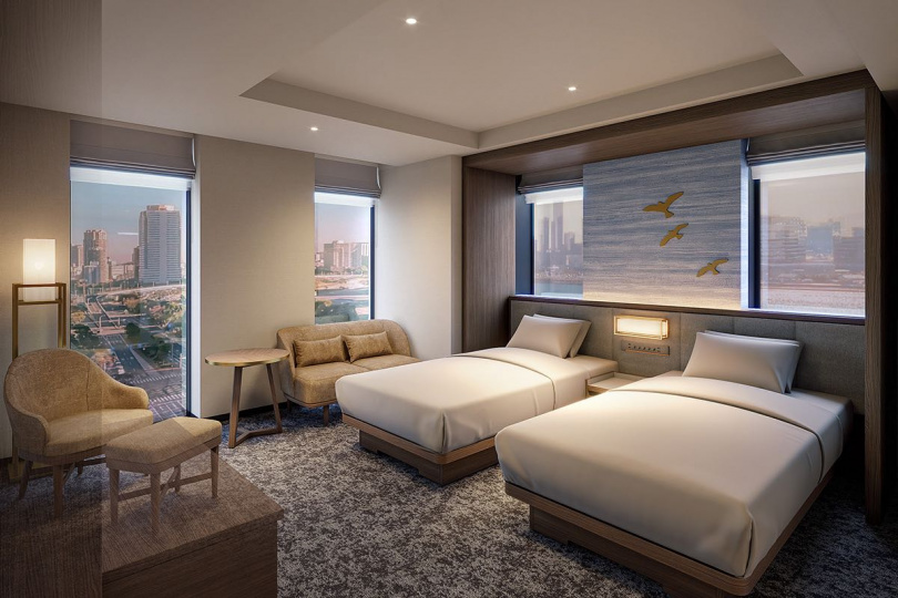 「東京普樂美雅凱賓總統酒店」客房設計優雅，圖為「行政角間雙床房」。（圖／易遊網提供）