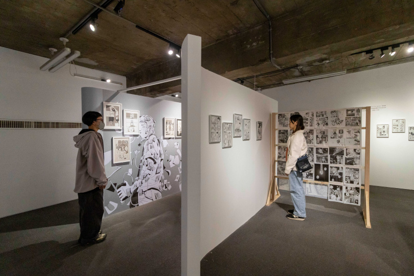 「real dreams」展區透過兩個漫畫家不管是現實案件或虛構的故事描繪，希望觀者從遊覽他人的夢境轉往對自己內心的探索。（圖／楊澍攝）