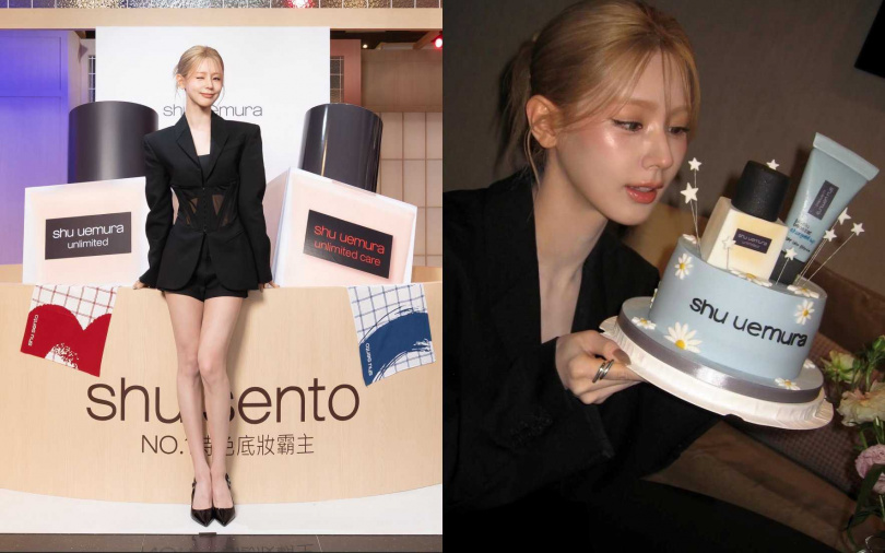 薇娟演唱會上完美無瑕的妝容都靠植村秀的「超快充亮顏乳」和「持色小方瓶」。（圖／品牌提供、取自薇娟IG）