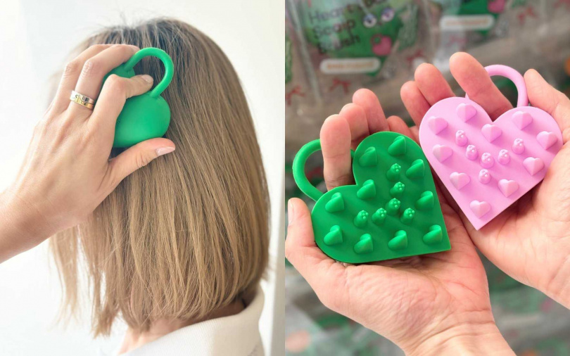 心樸優「愛心鎖頭皮按摩梳」擁有從13mm~17mm的三種長度不同造型也不同的梳針，透過立體配置帶來更均勻且到位的按摩體驗。（圖／吳雅鈴攝）