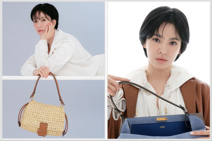 Fendi草編包與Peekaboo包款成為造型亮點。(圖/翻攝自IG)