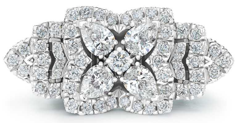 De Beers「Enchanted Lotus」高級珠寶雞尾酒鑽石戒指╱1,485,000元。（圖╱De Beers提供）