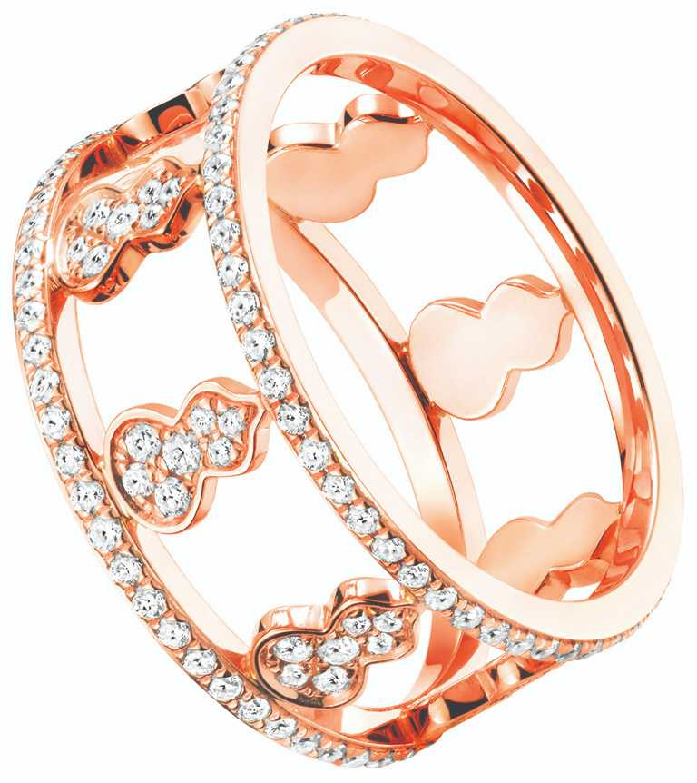 Qeelin「Wulu」系列，18K玫瑰金全鑲鑽戒指╱價格店洽。（圖╱Qeelin提供）