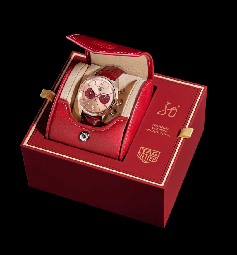 TAG Heuer Carrera Chronograph 龍年限量版腕錶玫瑰金款／建議售價740,300元（圖／品牌提供）