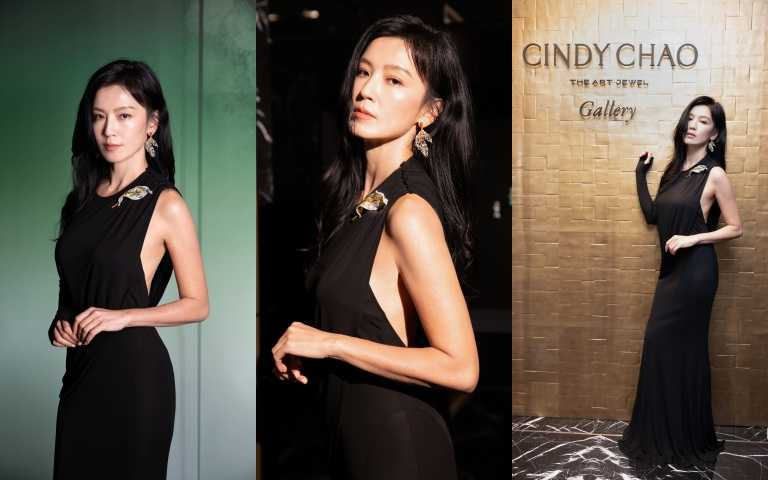 林熙蕾配戴 CINDY CHAO 四季系列長葉胸針：金秋，真的太有氣質！（圖／品牌提供）