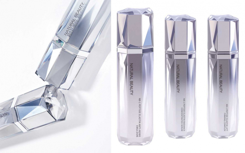 NB-1晶鑽肽彈力撫紋緊緻露EX 100ml／4,280元、NB-1晶鑽肽彈力潤采凝萃EX 50ml／25,000元、NB-1晶鑽肽彈力豐潤緊實精華EX 50ml／16,800元（圖／品牌提供）