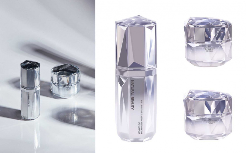  NB-1晶鑽肽彈力亮眼精華EX 30ml／8,800元、NB-1晶鑽肽彈力亮眼緊緻霜EX 30g／5,800元、NB-1晶鑽肽彈力全效肌活霜EX 50g／12,500元（圖／品牌提供）