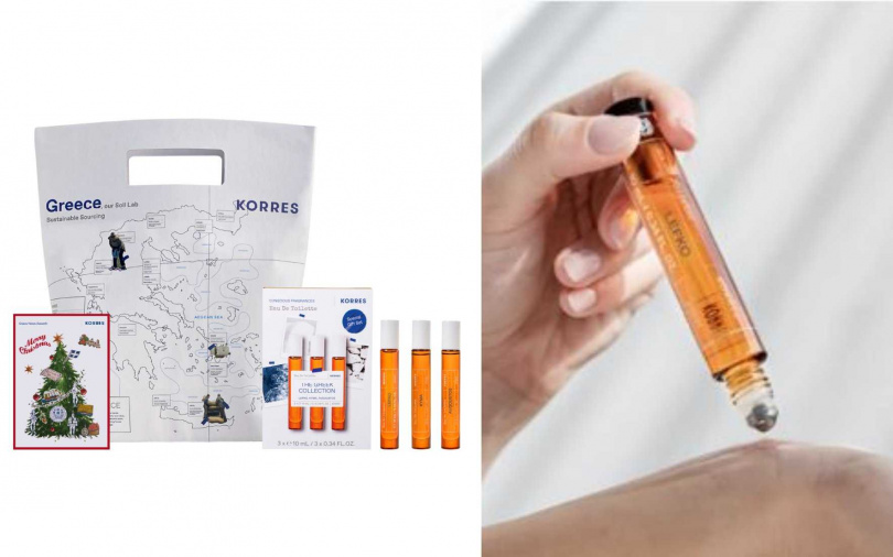 KORRES白色希臘滾香3入組/1,580元 內含清晨告白10ml滾香+海風輕語 10ml+白色無花果10ml。(圖/品牌提供)
