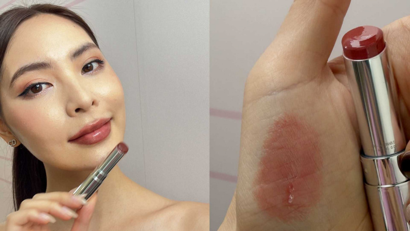 迪奧癮誘鏡面水光唇膏2.7g / 1,600元 ，#599癮誘蜜桃帶甜感珊瑚色調，呈現清新韓系妝感​（圖／tingting攝）