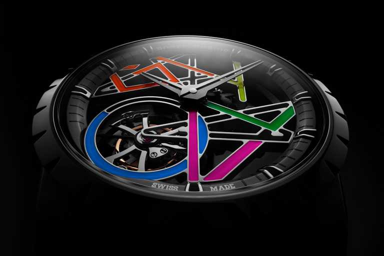 羅杰杜彼與法國塗鴉藝術家Gully聯名，打造全新「Excalibur Monotourbillon王者」系列單飛行陀飛輪腕錶。（圖╱Roger Dubuis提供）