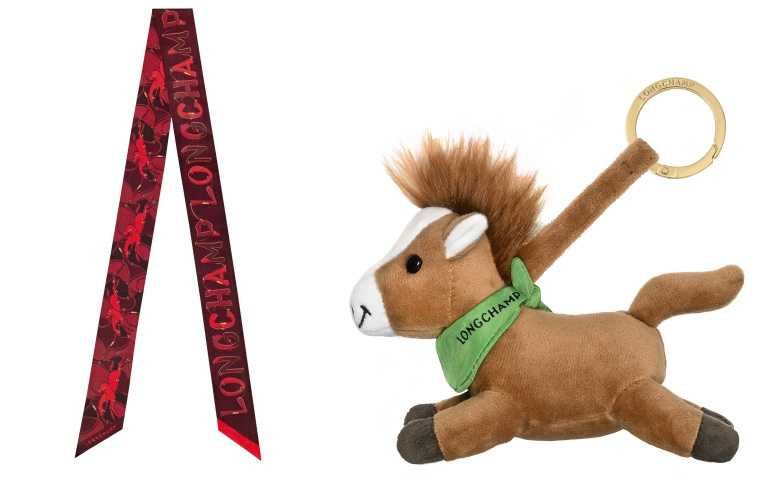 longchamp馬年限定系列鑰匙圈/5,900元、馬年限定系列束髮帶/5,000元(圖/品牌提供)