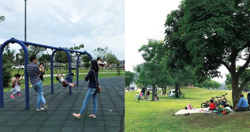 公園內多樣化的設施，成為鄰近居民活動身心的好去處。（圖／洪釧瑜攝）