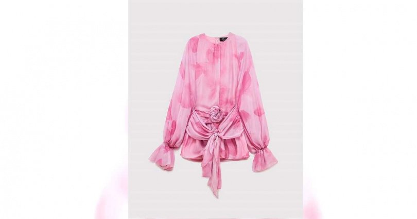 BLUMARINE粉色玫瑰綁帶洋裝／94,800元（圖／品牌提供）
