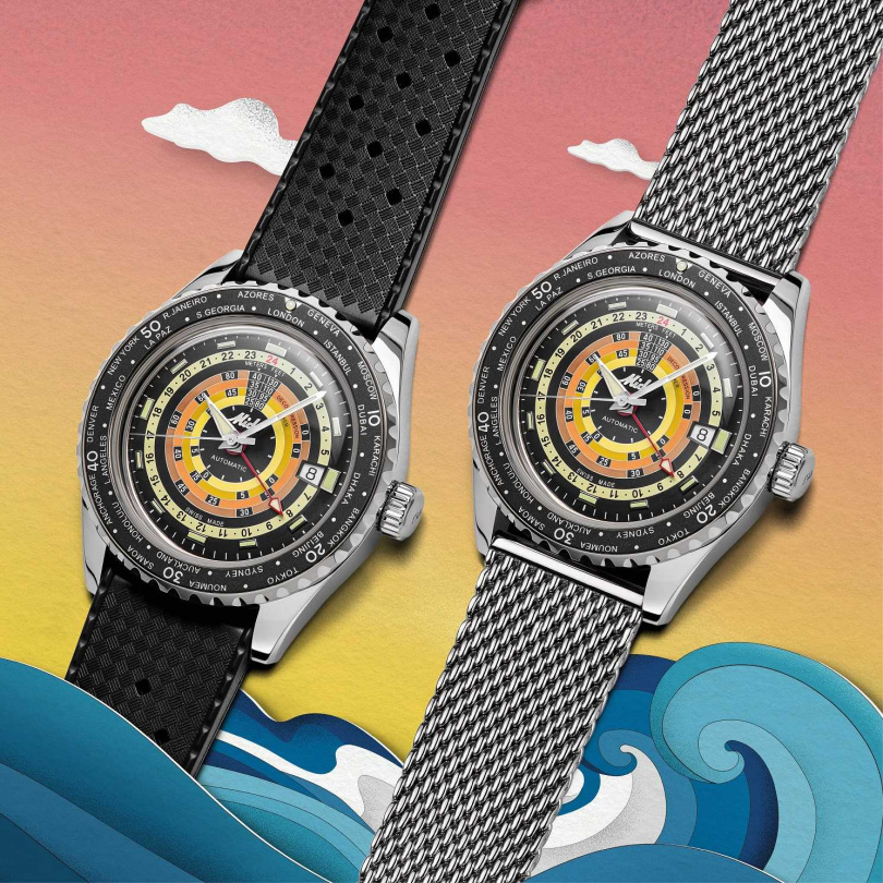 Ocean Star Decompression Worldtimer Special Edition海洋之星彩虹圈雙時區腕錶特別版／41,100元（圖／品牌提供）
