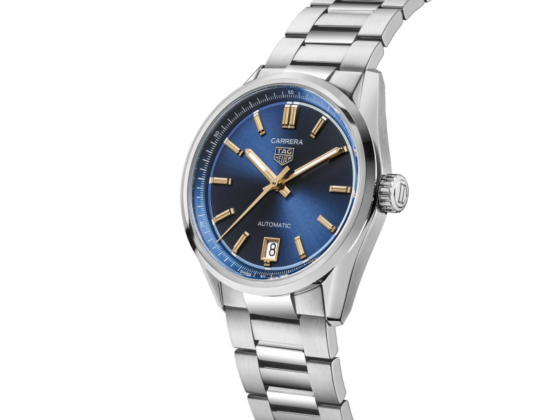 TAG Heuer Carrera 日期 36 毫米自動腕錶－藍面／建議售價NT$104,300元（圖／品牌提供）
