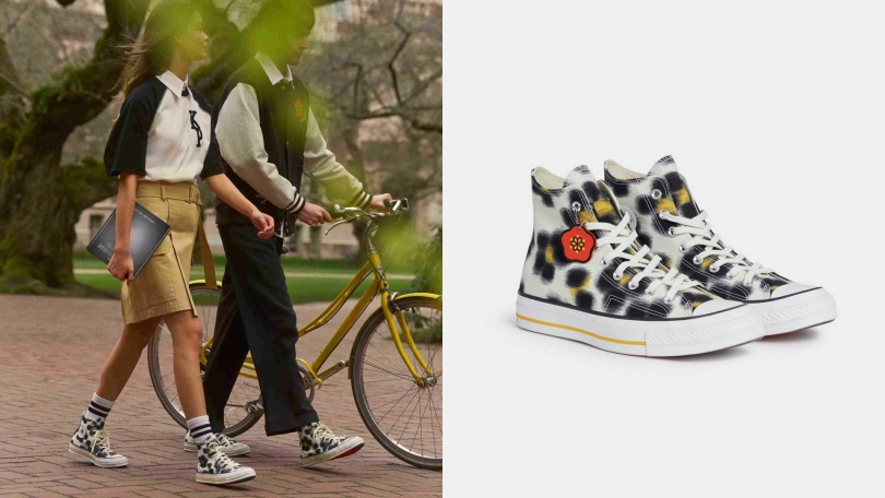 Converse x KENZO 聯名系列奶油白花影迷彩高筒帆布鞋 /5,300元(圖/品牌提供)