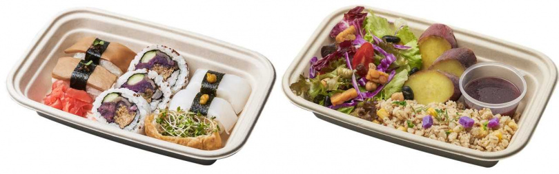 （左）彩匯綜合壽司、（右）果然繽紛沙拉。