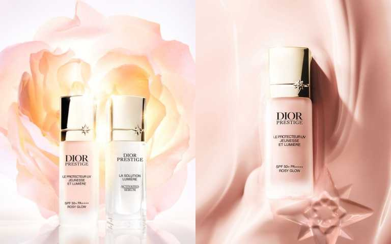 (右)DIOR迪奧精萃再生光燦淨白亮顏隔離霜#ROSY GLOW 30ml / 4,200元。（圖／品牌提供）