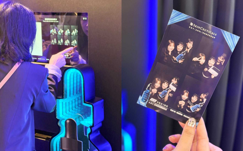 只要留下報名資料與肌膚問卷調查,還能體驗「V臉仰角貼拍」!和好友一起拍出零死角的立體小V臉美照。(圖/吳雅鈴攝)