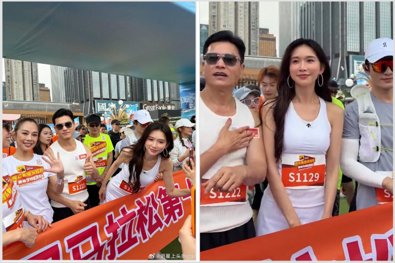 呂良偉與林志玲首次合體跑馬拉松，引起大眾驚艷兩人有如吃了防腐劑，年輕依舊（圖/翻攝自微博）